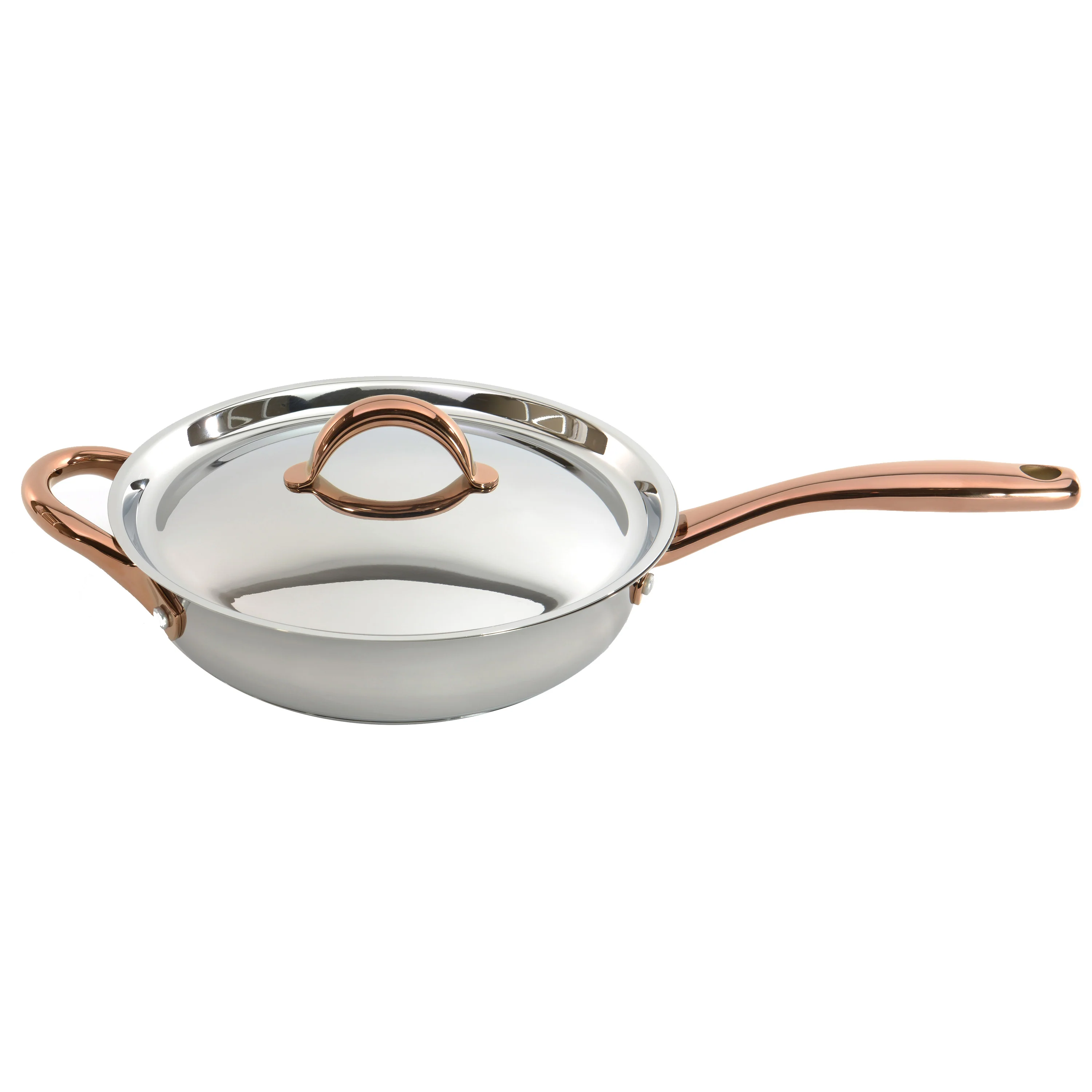 BergHOFF Ouro Gold 11Pc 18/10 Stainless Steel Cookware Set, SS Lids, Rose Gold Handles - Image 8