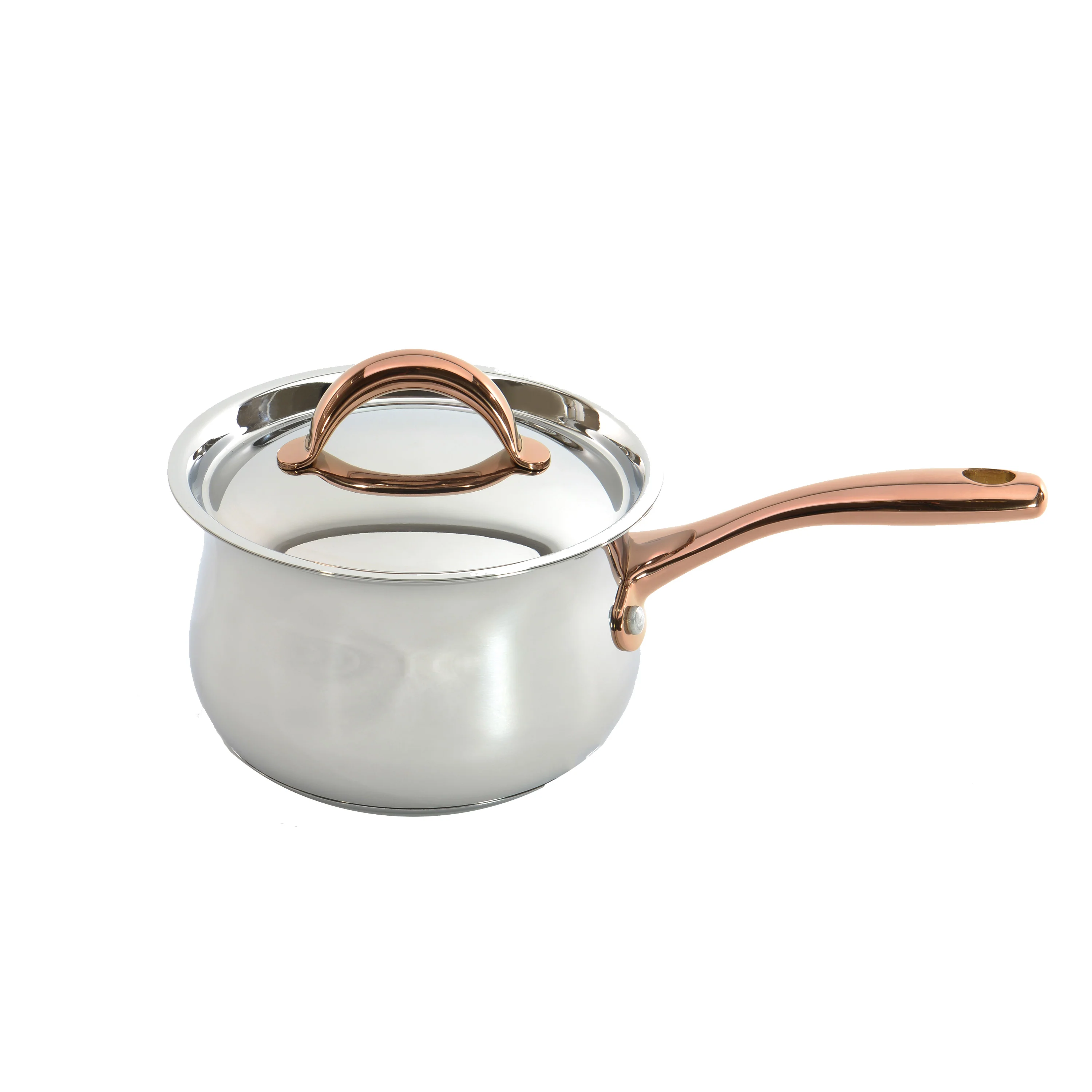 BergHOFF Ouro Gold 11Pc 18/10 Stainless Steel Cookware Set, SS Lids, Rose Gold Handles - Image 9