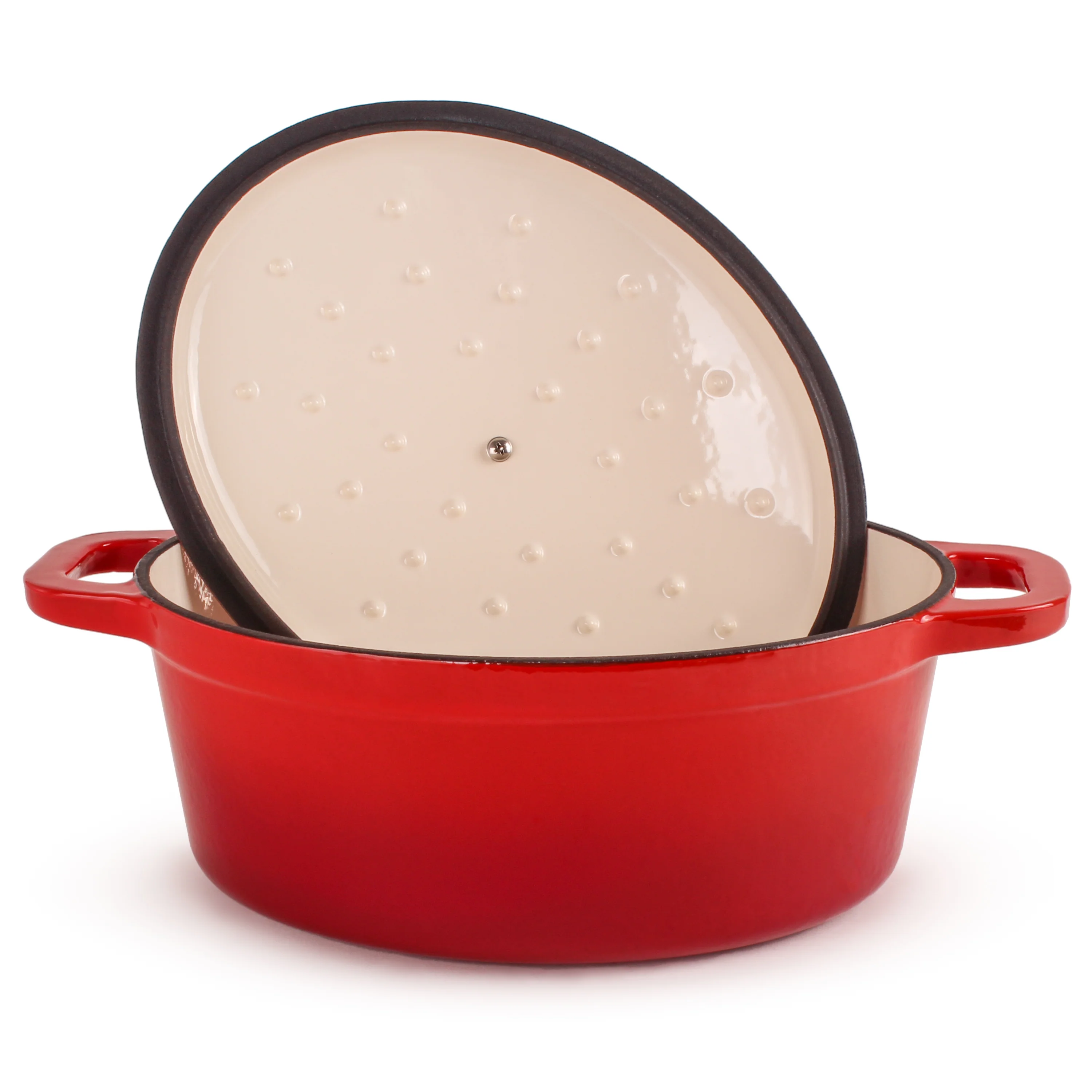 BergHOFF Neo Cast Iron 8qt. Oval Dutch Oven 13" with Lid, Red - Image 3
