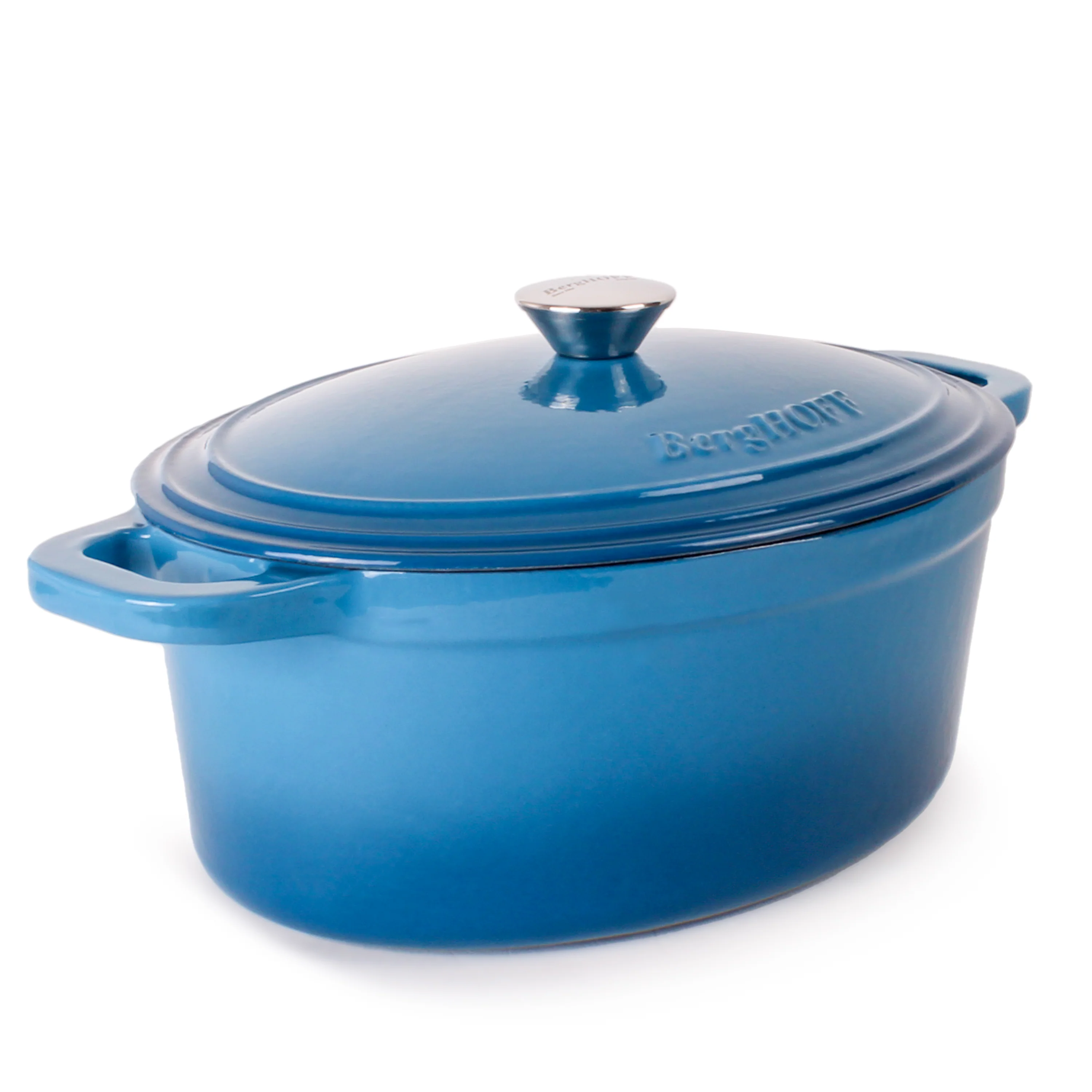 BergHOFF Neo Cast Iron 8qt. Oval Dutch Oven 13" with Lid, Blue - Image 3