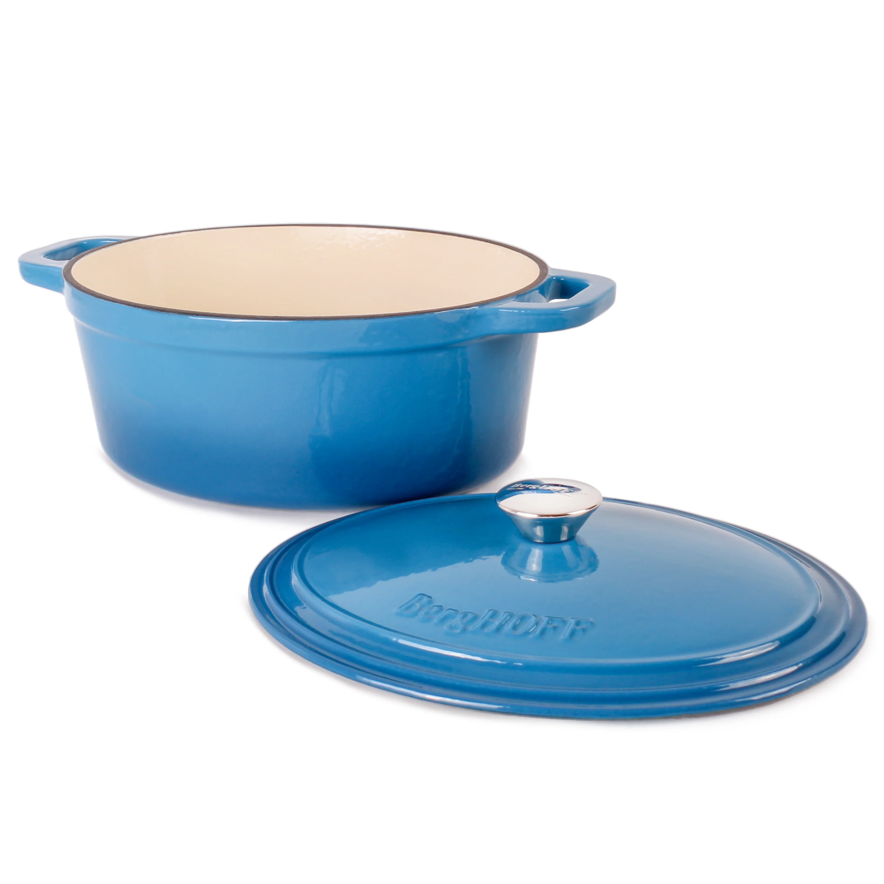 BergHOFF Neo Cast Iron 8qt. Oval Dutch Oven 13" with Lid, Blue - Image 5