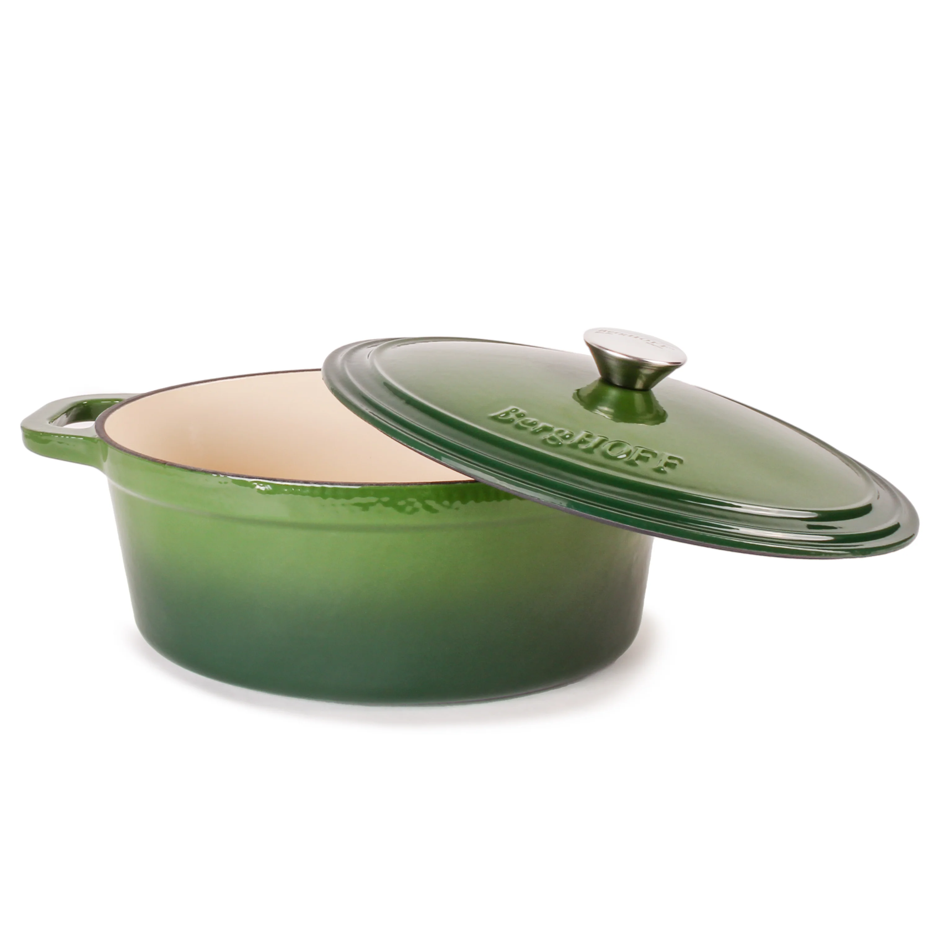 BergHOFF Neo Cast Iron 8qt. Oval Dutch Oven 13" with Lid, Green - Image 4