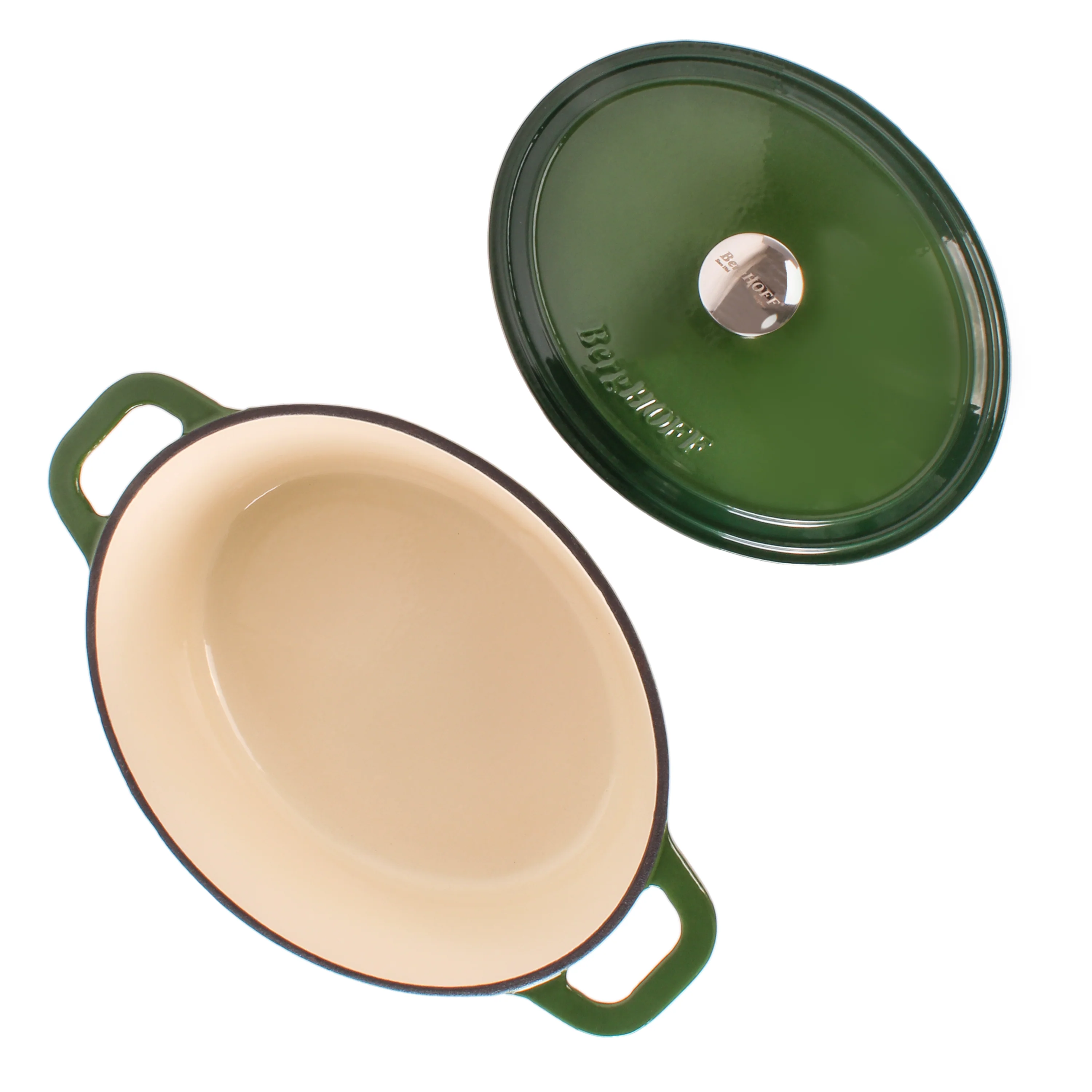 BergHOFF Neo Cast Iron 8qt. Oval Dutch Oven 13" with Lid, Green - Image 6
