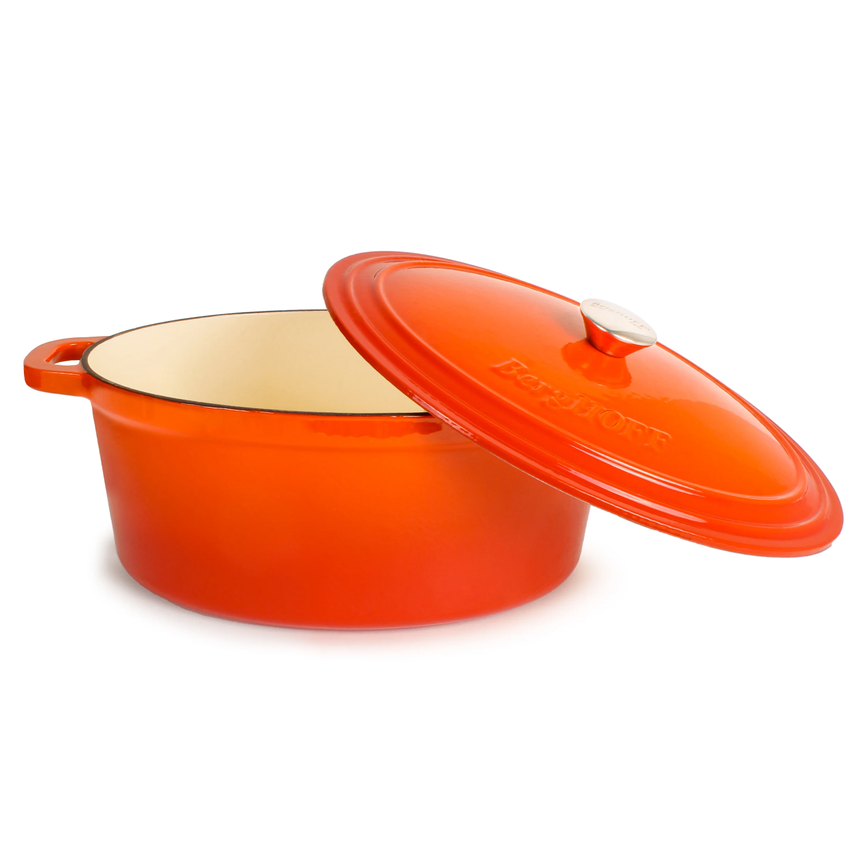BergHOFF Neo Cast Iron 8qt. Oval Dutch Oven 13" with Lid, Orange - Image 4