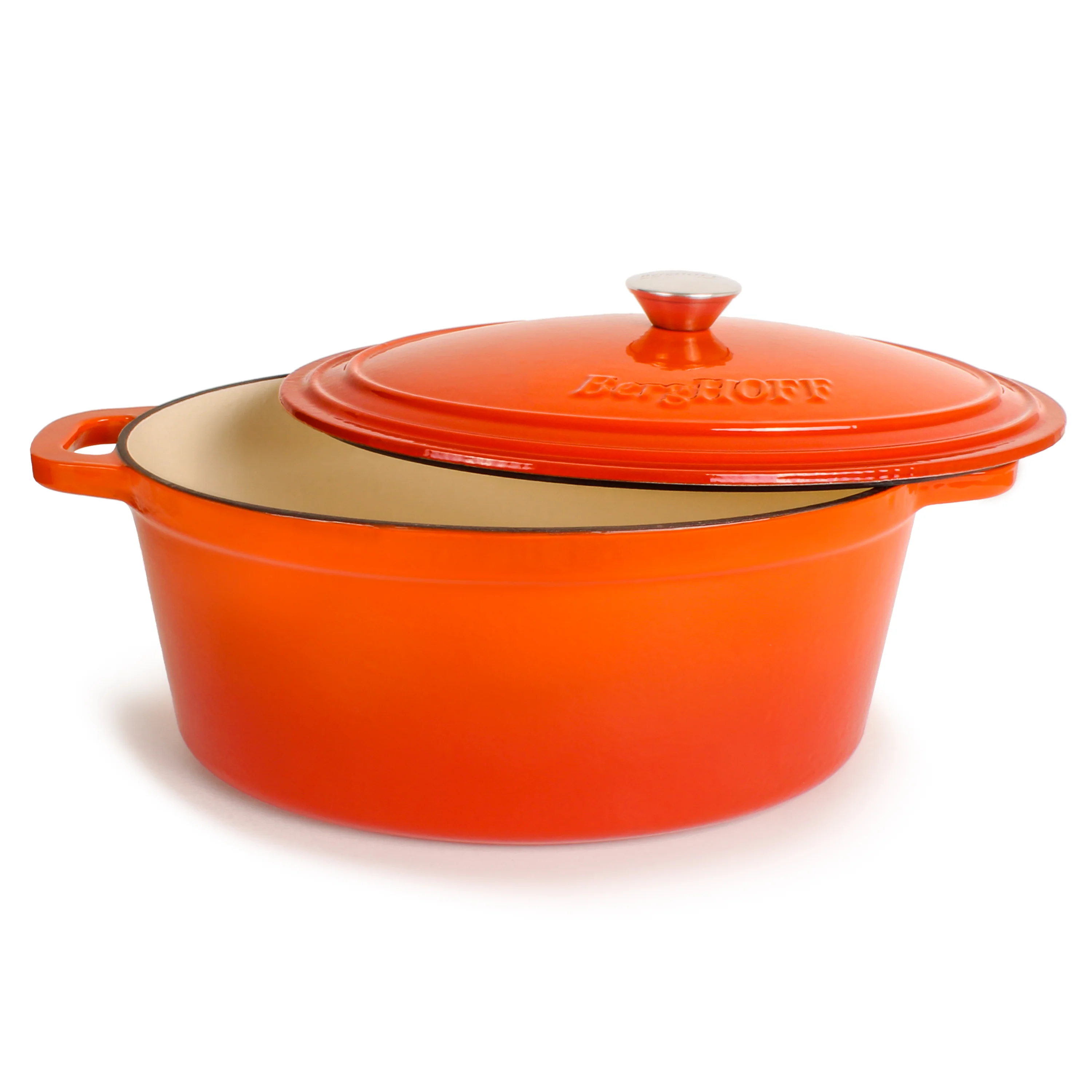 BergHOFF Neo Cast Iron 8qt. Oval Dutch Oven 13" with Lid, Orange - Image 6