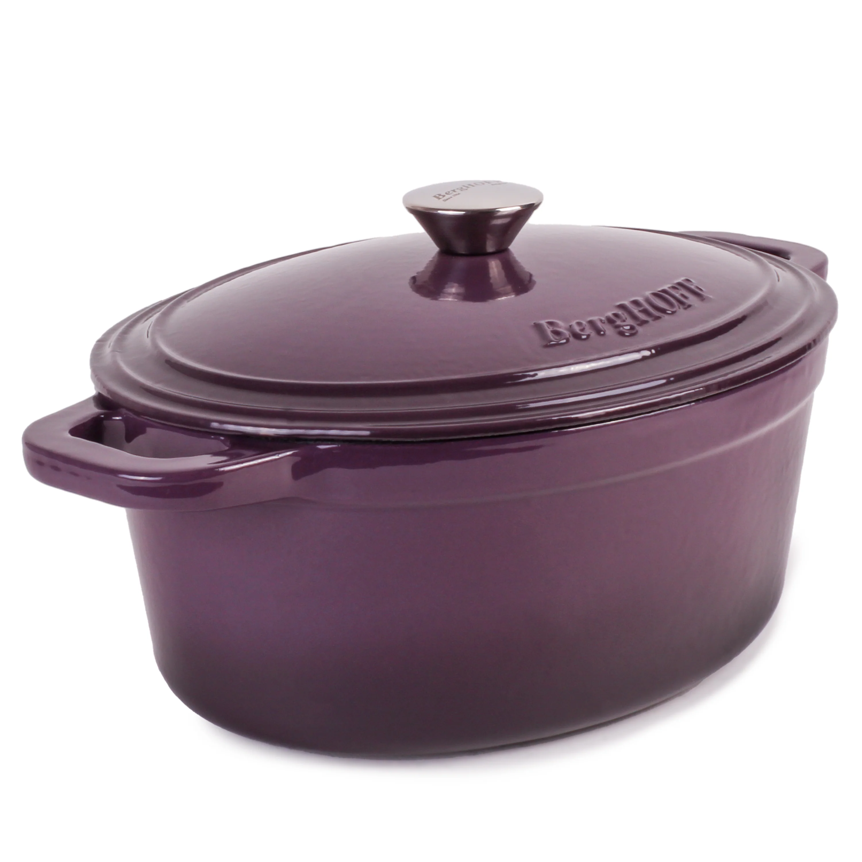 BergHOFF Neo Cast Iron 8qt. Oval Dutch Oven 13" with Lid, Purple - Image 6