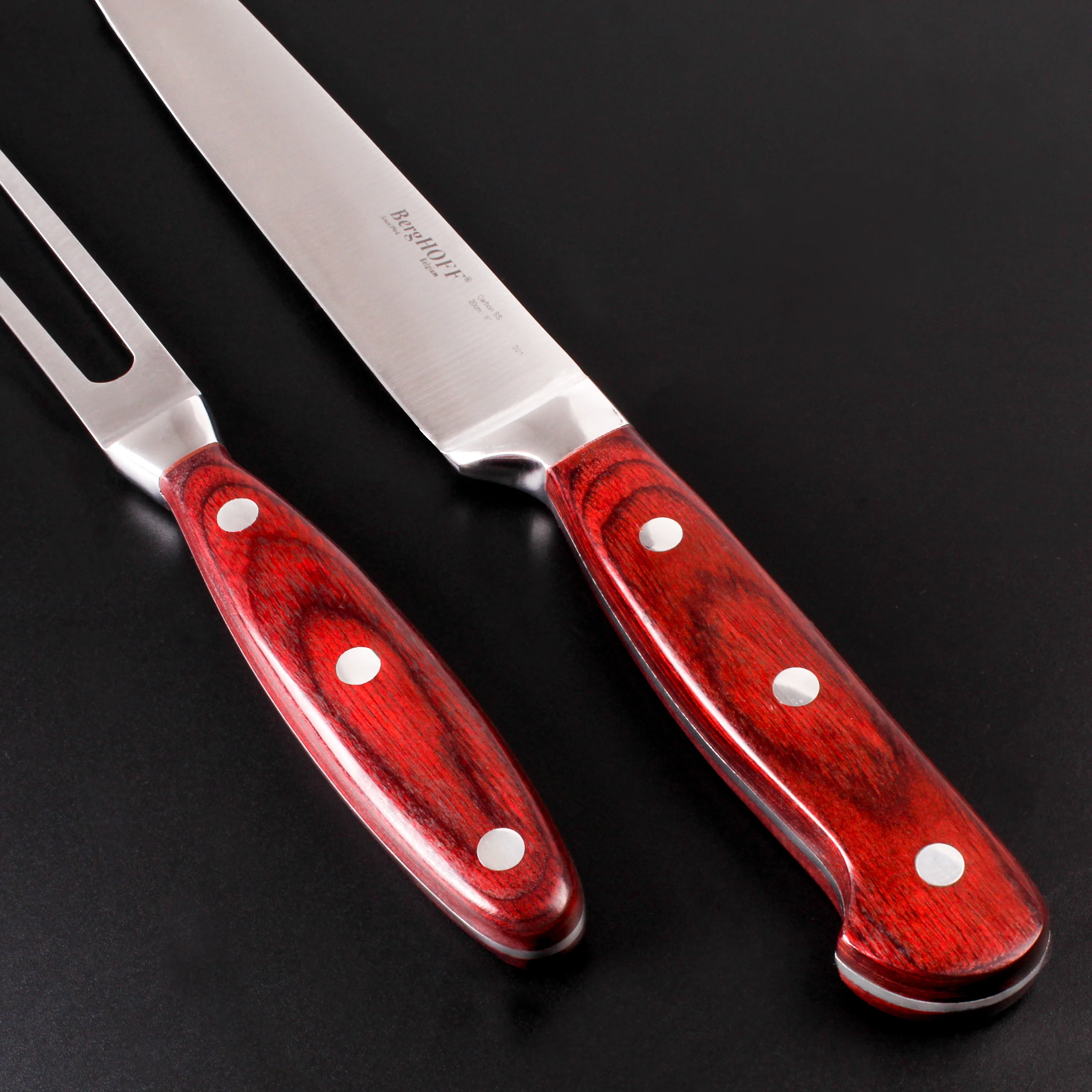 BergHOFF Pakka Wood 3Pc Stainless Steel Carving Set with Case - Image 5