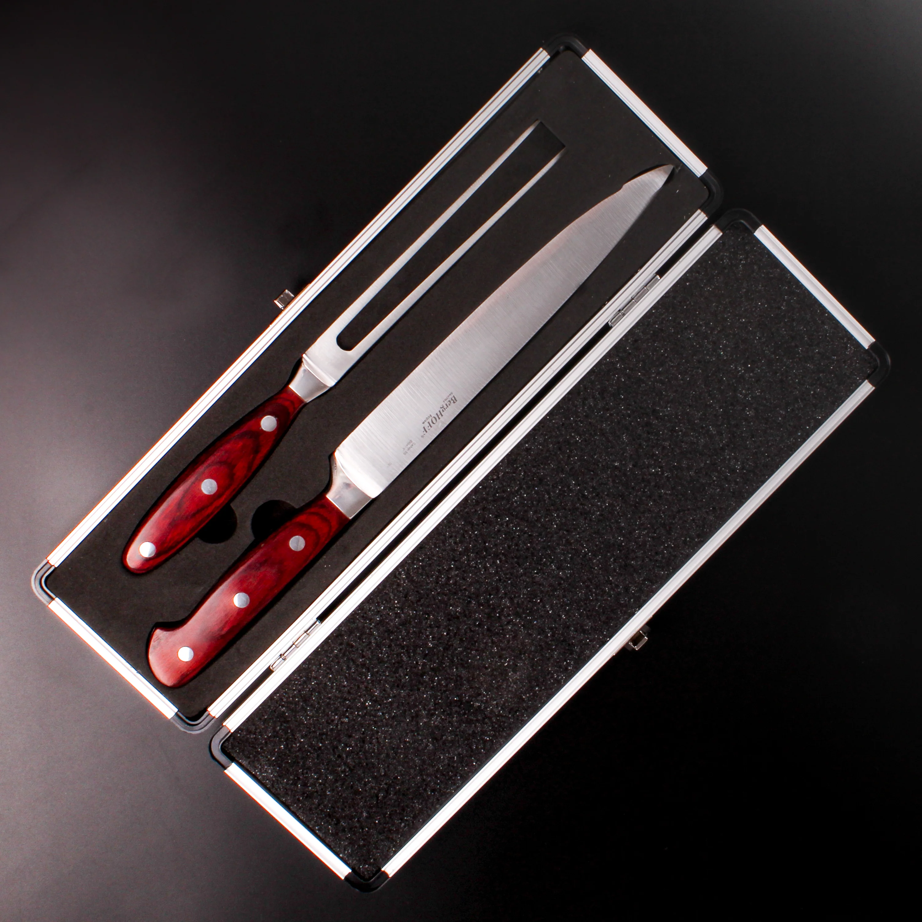 BergHOFF Pakka Wood 3Pc Stainless Steel Carving Set with Case - Image 9