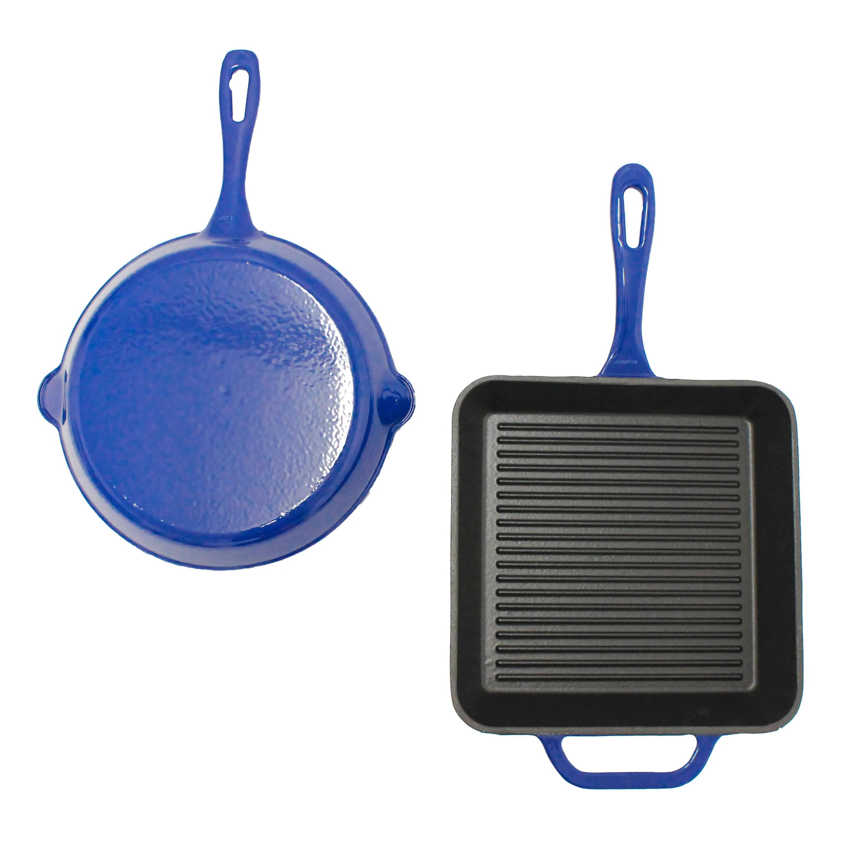 BergHOFF Neo 2pc Cast Iron 10" Fry and Grill Pan Cookware Set, Blue - Image 4