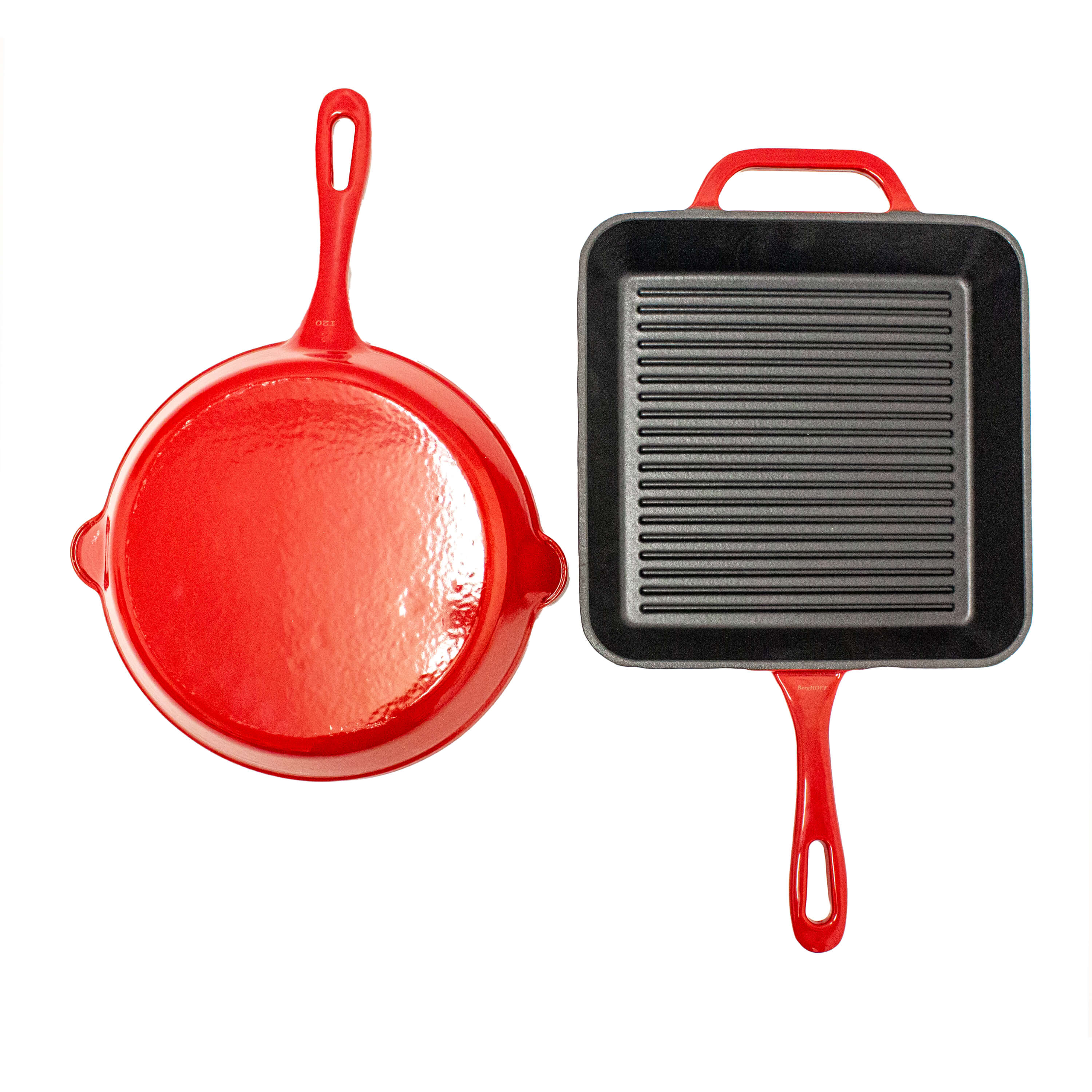 BergHOFF Neo 2pc Cast Iron 10" Fry and Grill Pan Cookware Set, Red - Image 4