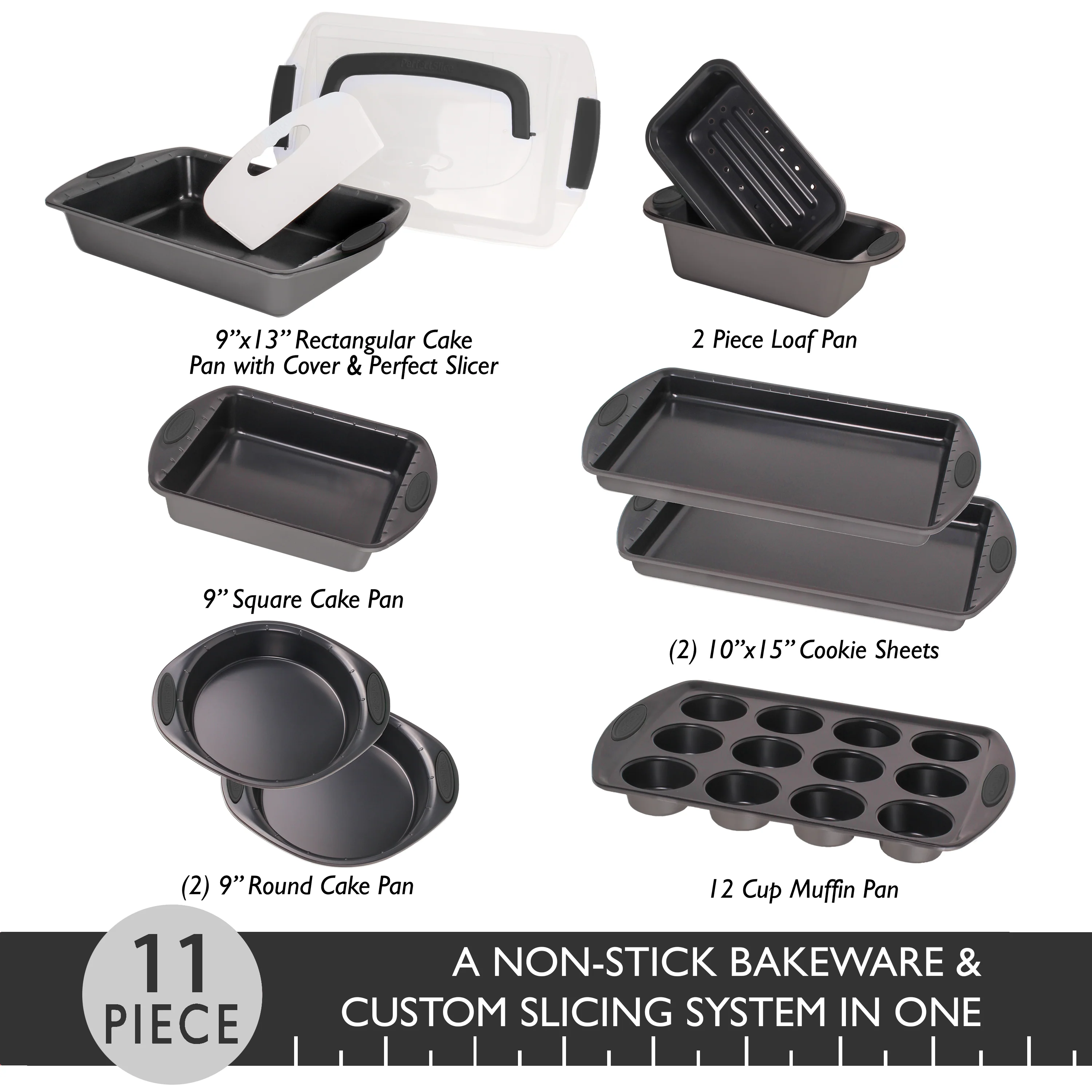BergHOFF 11Pc Perfect Slice Bakeware Set, Grey - Image 5