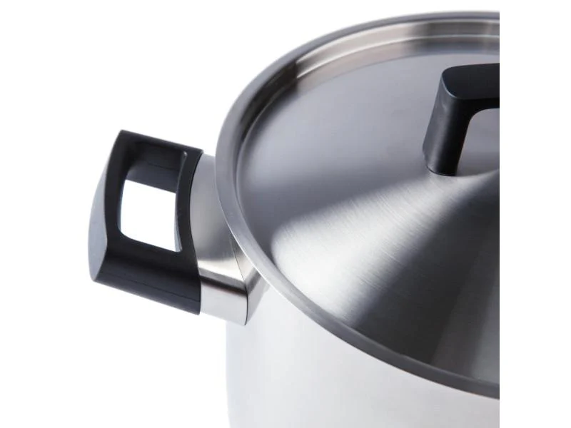 BergHOFF Ron 10" 18/10 Stainless Steel Covered Stockpot 6.8Qt., Black Handles - Image 3