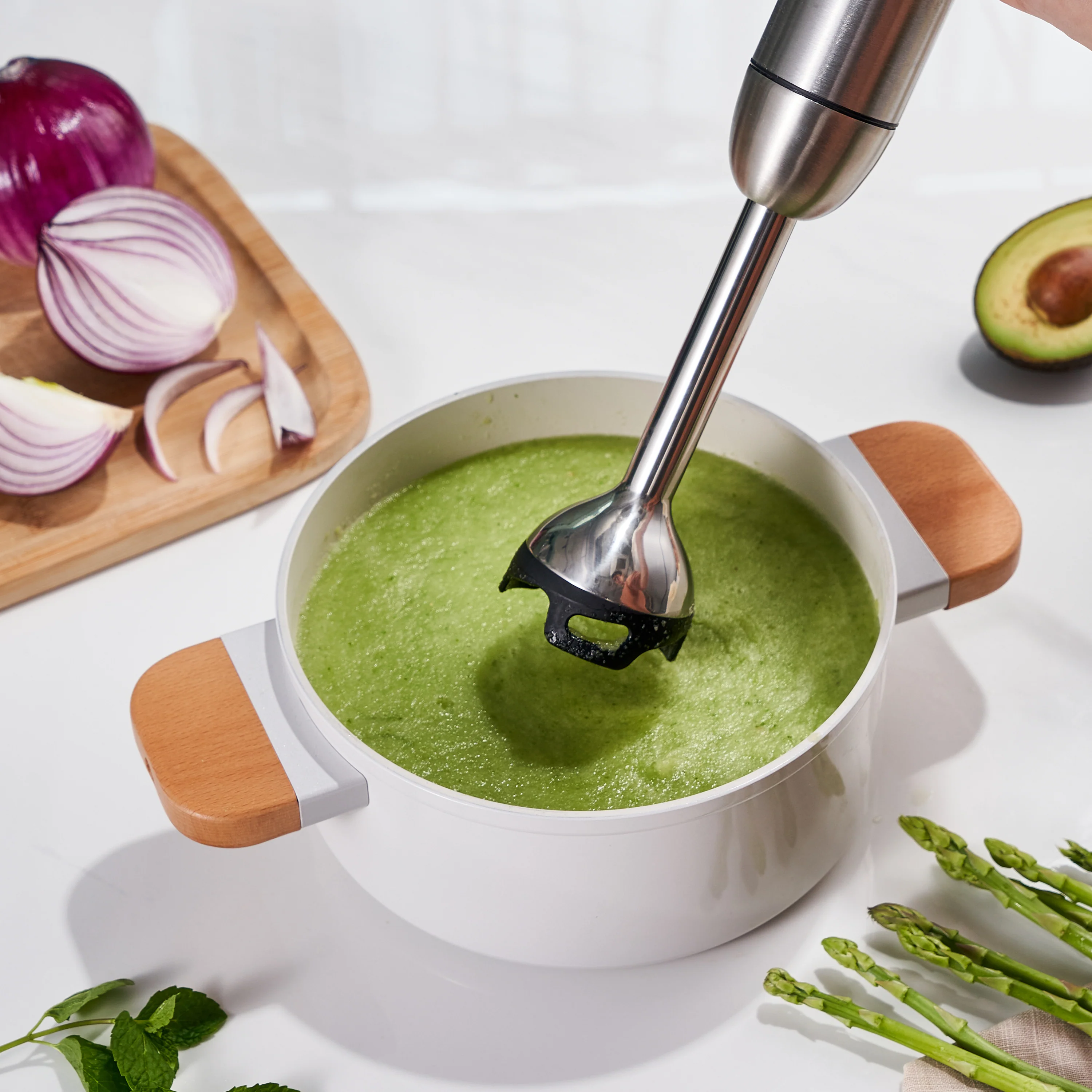 BergHOFF X5 Pro Stainless Steel Handheld Food Processor With 5 Multifunctional Blades, 1000W, 18000 RPM, 13ft Cord, 16-Speed Control - Image 5