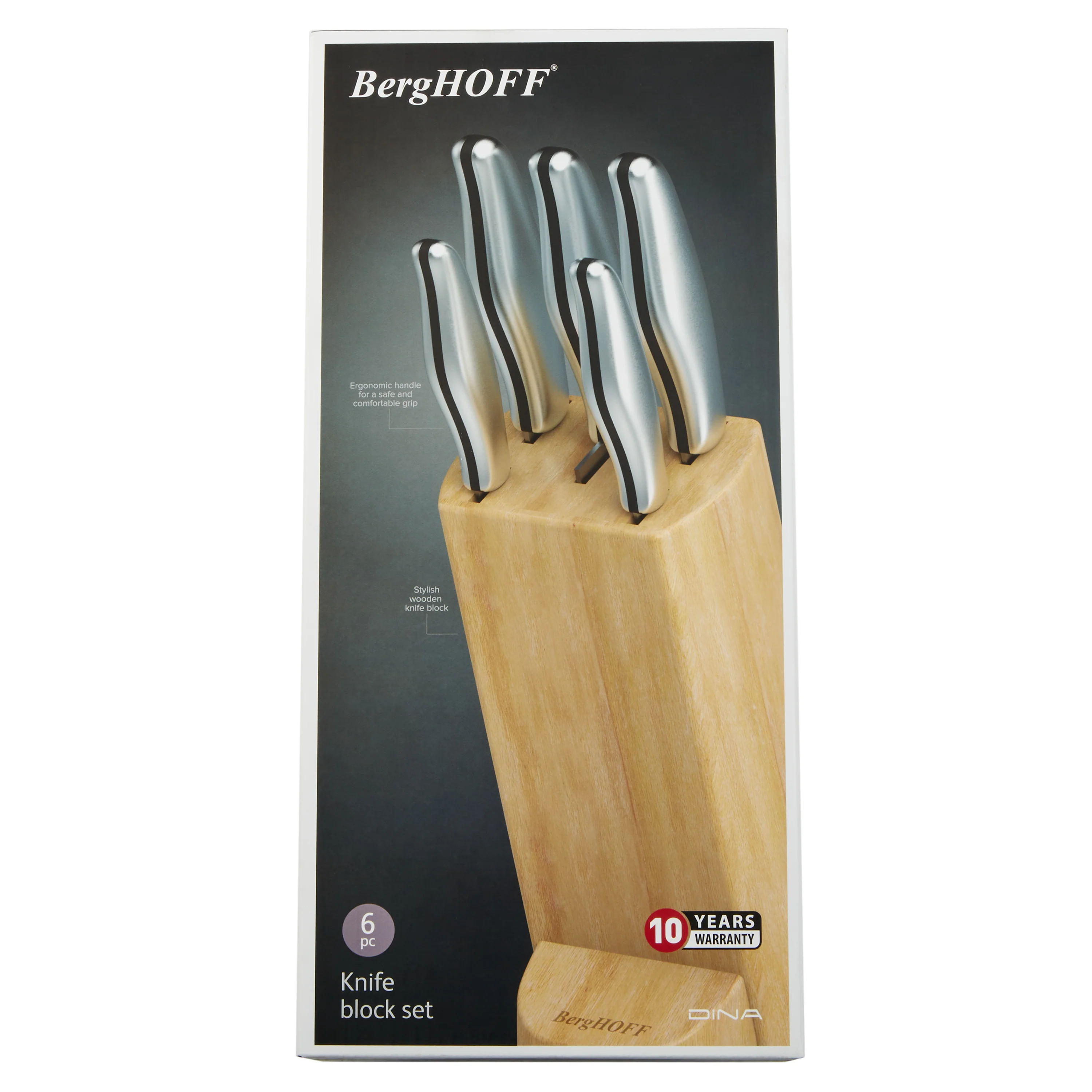 BergHOFF DiNA Entity 6pc Stainless Steel Knife Block Set - Image 9