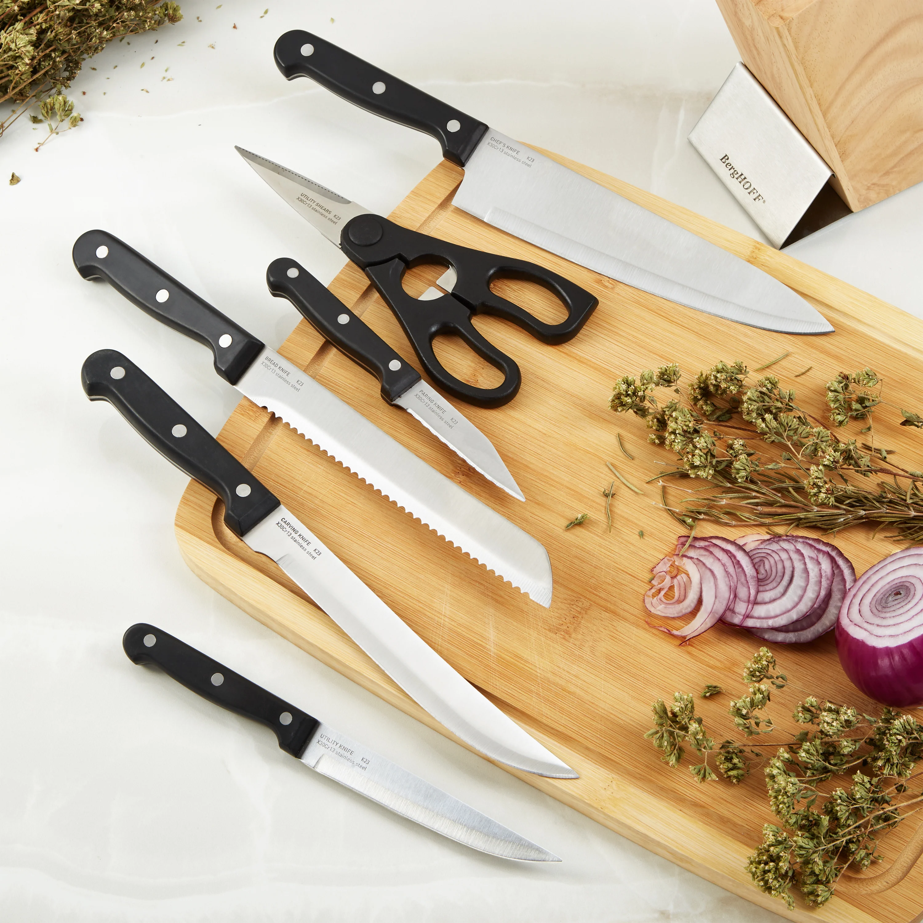 BergHOFF DiNA Pica 7pc Stainless Steel Knife Block Set - Image 5